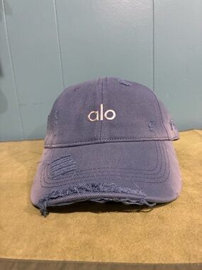 Alo Distressed Baseball Cap in Blue
